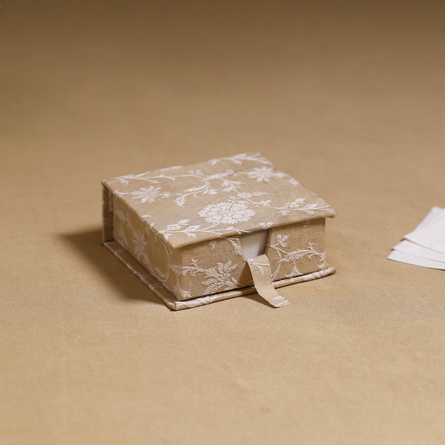 Beige - handcrafted printed card holder with slips 26