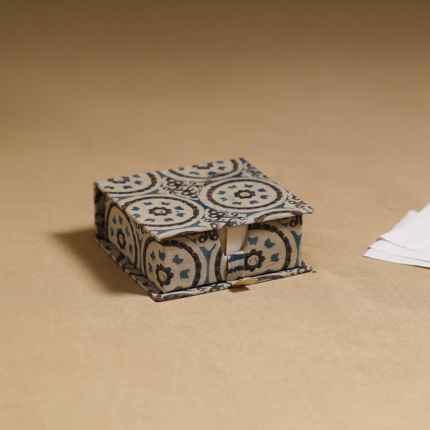 Beige - handcrafted printed card holder with slips 31