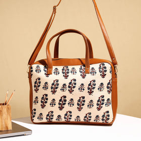 Handcrafted Ajrakh Block Printed Modal Silk Laptop Bag 
