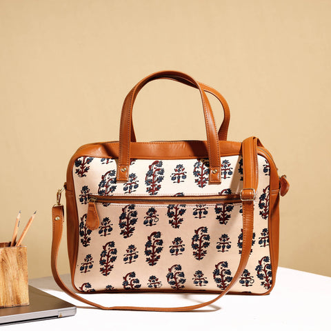  Handcrafted Ajrakh Block Printed Modal Silk Laptop Bag 