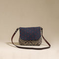 Handcrafted quilted ajrakh block printed fabric sling bag