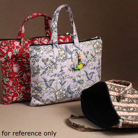 Beige Handcrafted Quilted Cotton Hand Bag 05 