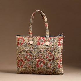 Beige Handcrafted Quilted Cotton Hand Bag 07