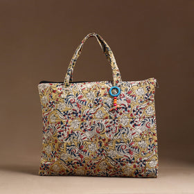 Beige Handcrafted Quilted Cotton Hand Bag 12