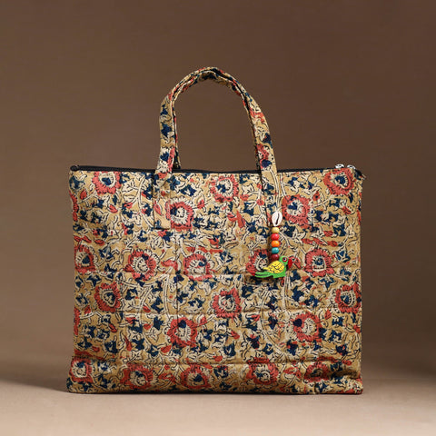 Beige Handcrafted Quilted Cotton Hand Bag 16