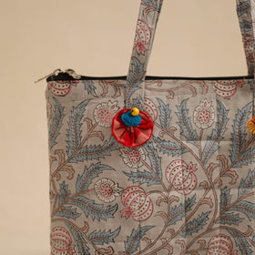 Beige Handcrafted Quilted Cotton Hand Bag