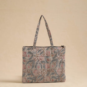 Beige Handcrafted Quilted Cotton Hand Bag