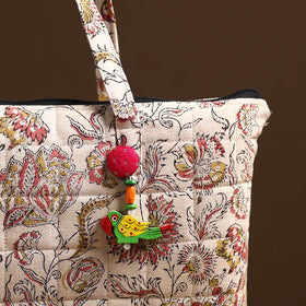 Beige Handcrafted Quilted Cotton Hand Bag 24