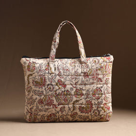 Beige Handcrafted Quilted Cotton Hand Bag 24