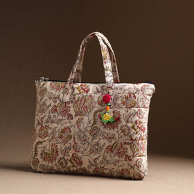Beige Handcrafted Quilted Cotton Hand Bag 24