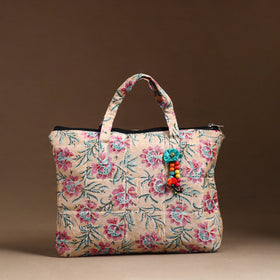 Beige Handcrafted Quilted Cotton Hand Bag 46