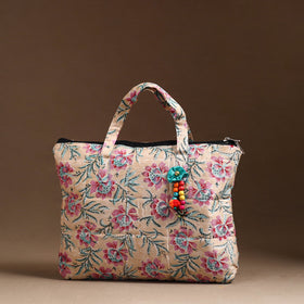 Beige Handcrafted Quilted Cotton Hand Bag 46