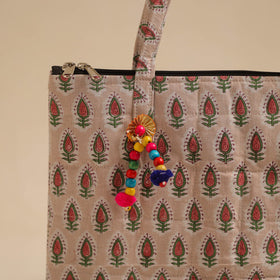  Beige Handcrafted Quilted Cotton Hand Bag