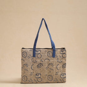 Beige Handcrafted Quilted Cotton Hand Bag