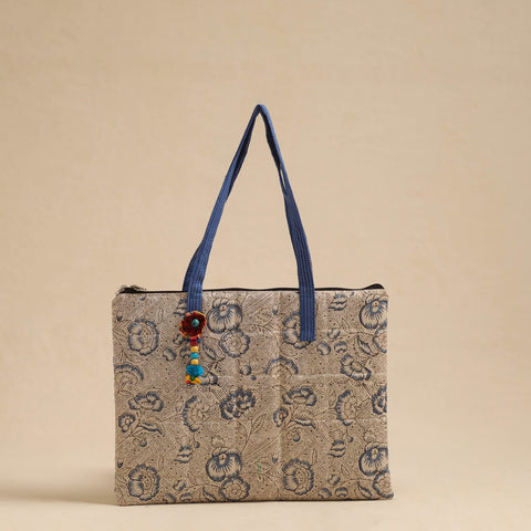 Beige Handcrafted Quilted Cotton Hand Bag