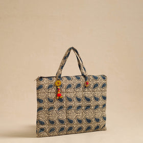  Beige Handcrafted Quilted Cotton Hand Bag