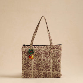  Beige Handcrafted Quilted Cotton Hand Bag