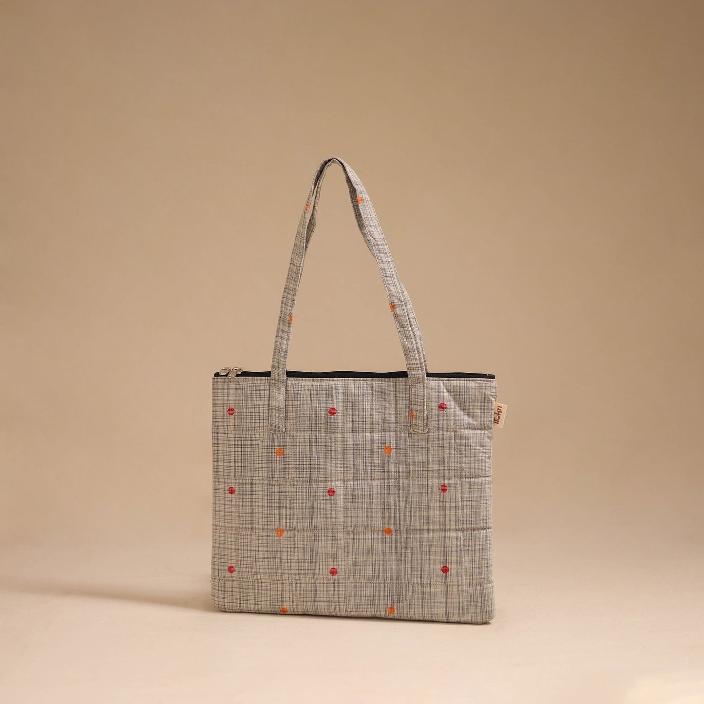 Beige - handcrafted quilted cotton handbag 15