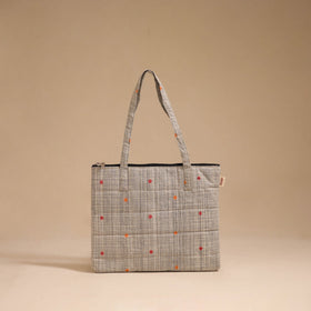 Beige - handcrafted quilted cotton handbag 15