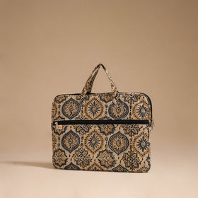 Beige - handcrafted cotton quilted laptop bag 43