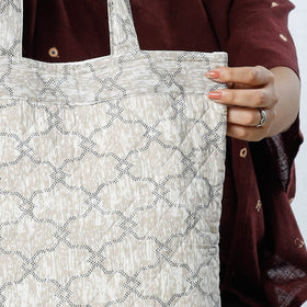 Grey - Handcrafted Quilted Sanganeri Block Printed Shoulder Bag