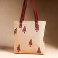 Beige Handcrafted Sanganeri Printed Leather Hand Bag