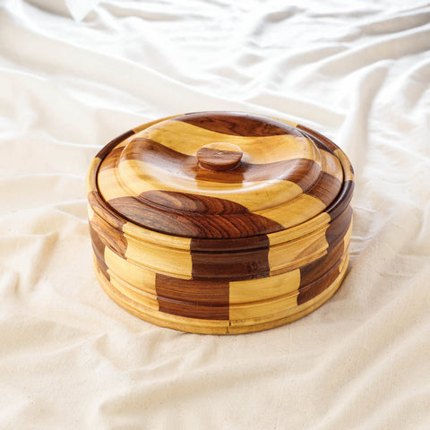  Handcrafted Sheesham & Neem Wooden Chapati Box Online at iTokri.com 