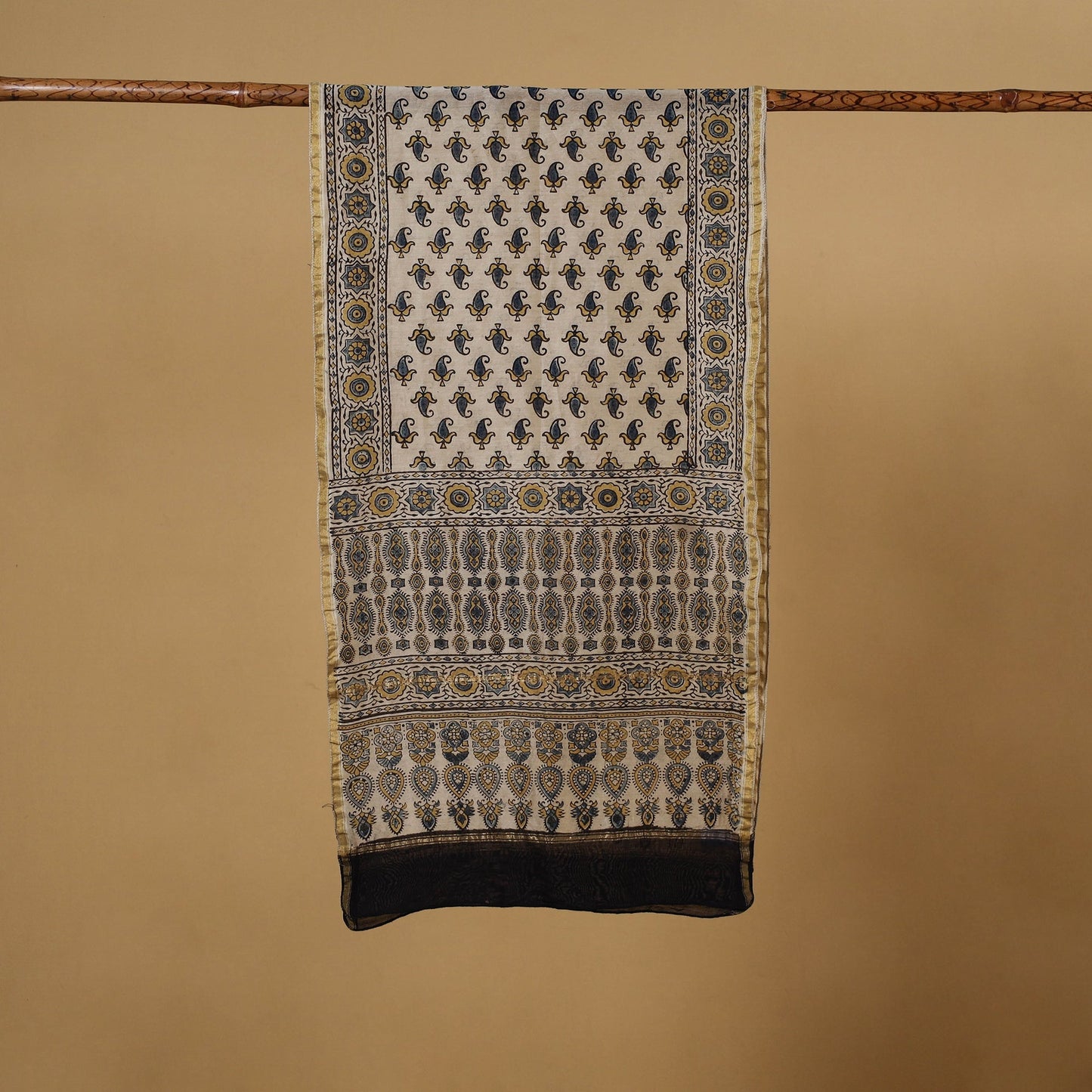 Handloom chanderi silk natural dyed stole 13 - handcrafted