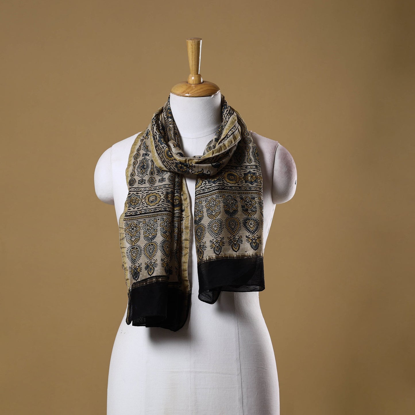 Handloom chanderi silk natural dyed stole 13 - handcrafted