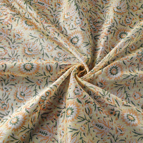 Beige - handloom chanderi silk sanganeri fabric 08