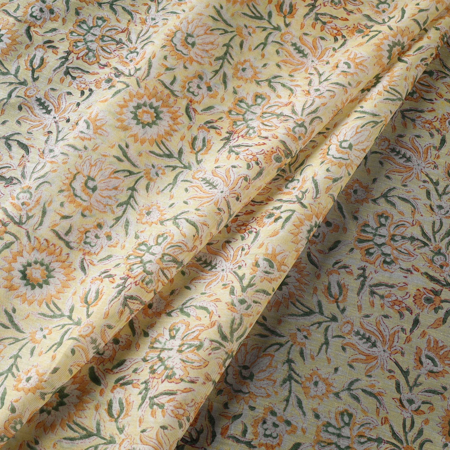 Beige - handloom chanderi silk sanganeri fabric 08