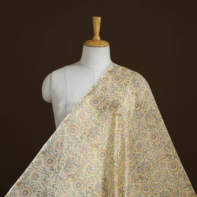 Beige - handloom chanderi silk sanganeri fabric 08