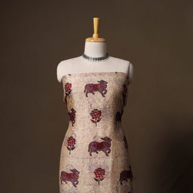 Handloom chanderi silk tagai work 3pc unstitched dress