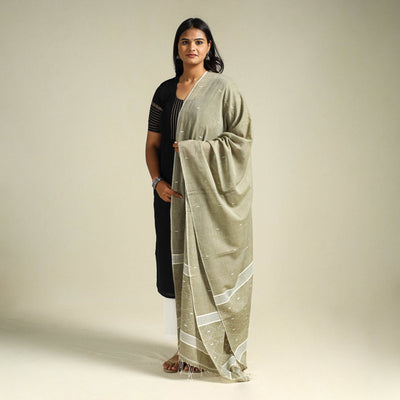 Beige - handloom cotton bengal jamdani dupatta 02