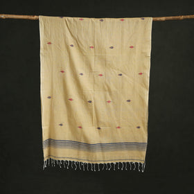 Handloom cotton burdwan jamdani stole with tassels 25