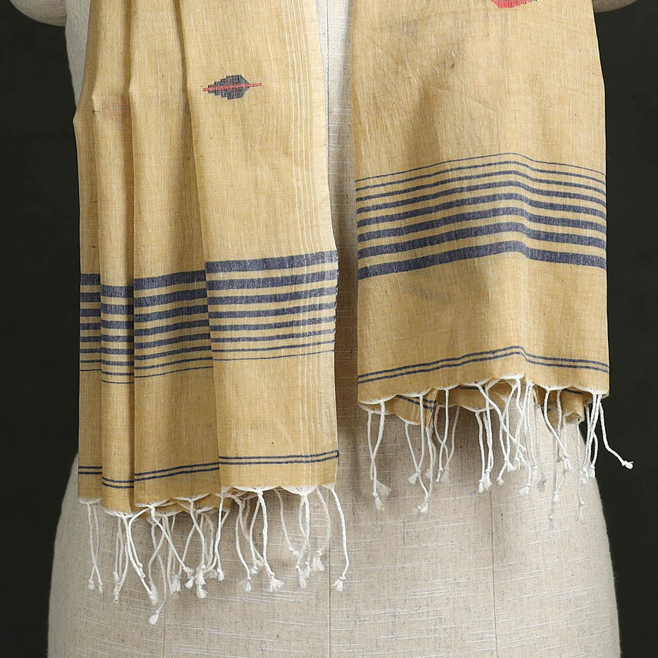 Handloom cotton burdwan jamdani stole with tassels 25