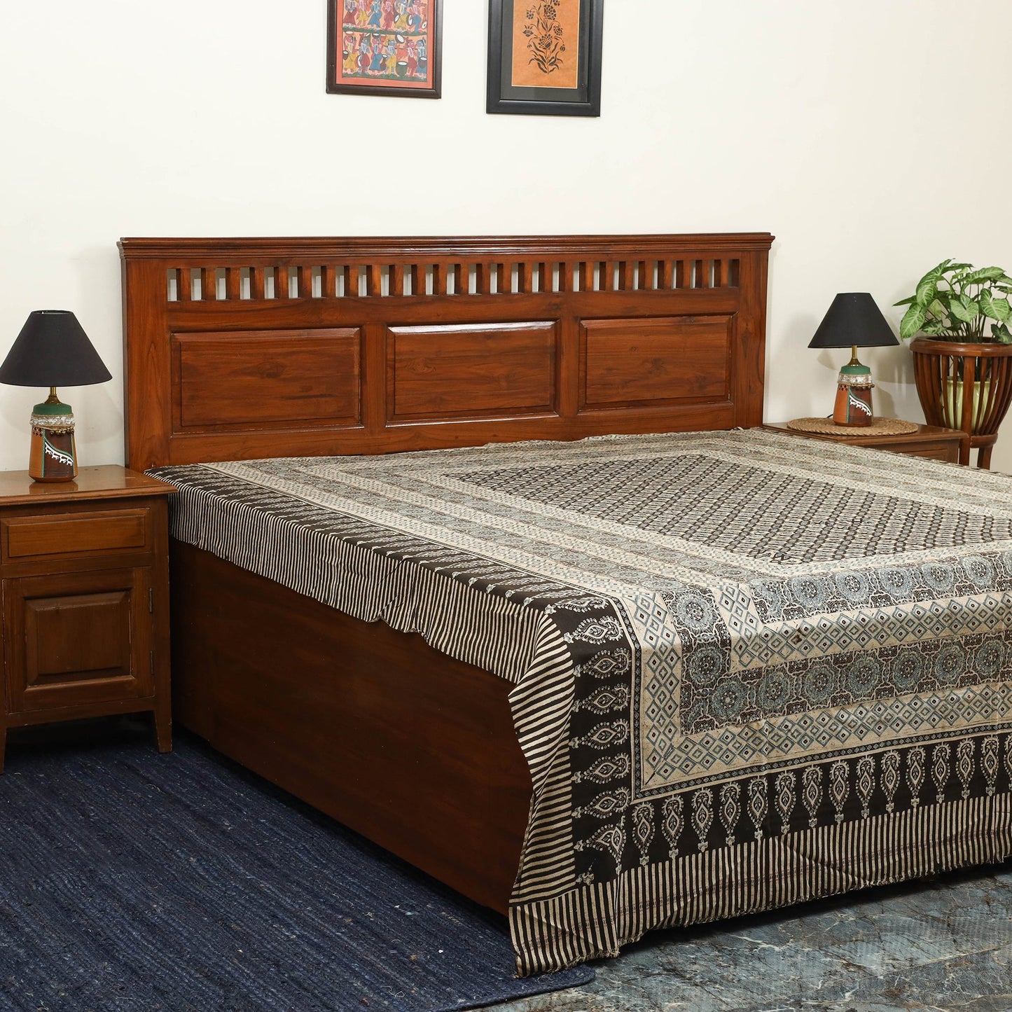 Beige - handloom cotton double bed sheet (108 x 90 in) 10