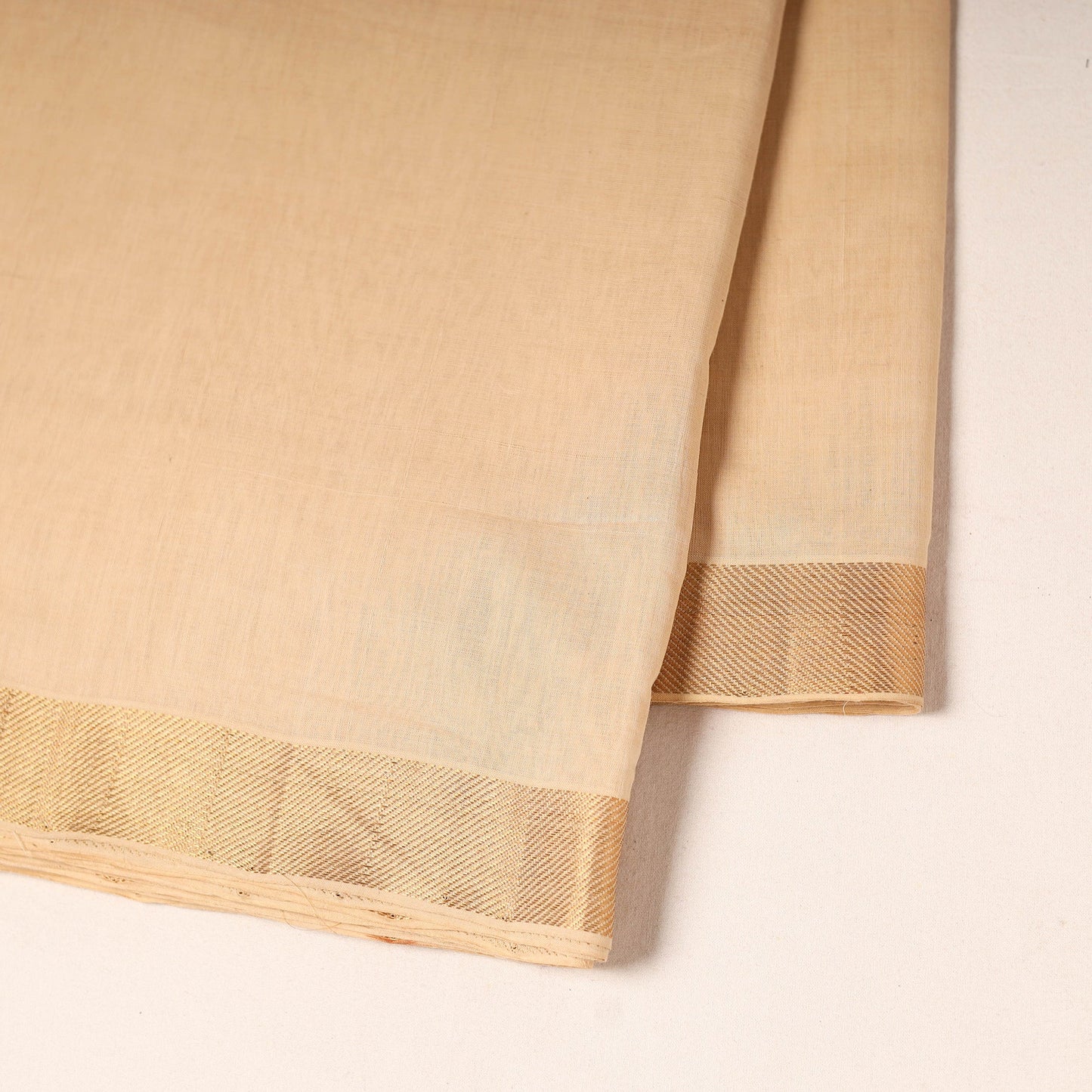 Beige - handloom cotton mangalagiri fabric with zari border