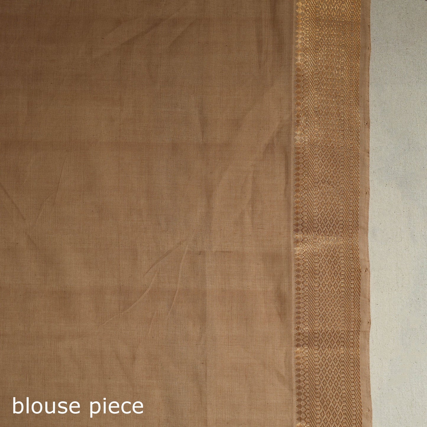 Beige Handloom Cotton Nizam Zari Border Mangalagiri Saree