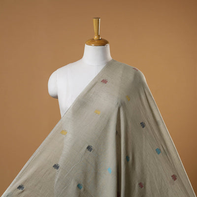 Beige - handloom cotton phulia jamdani fabric 19