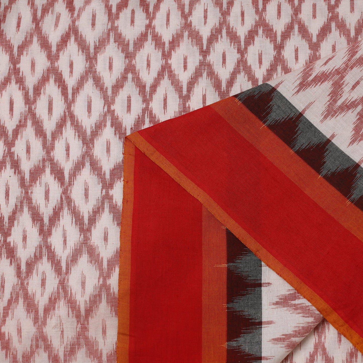 Buy Beige Handloom Cotton Pochampally Double Ikat Fabric