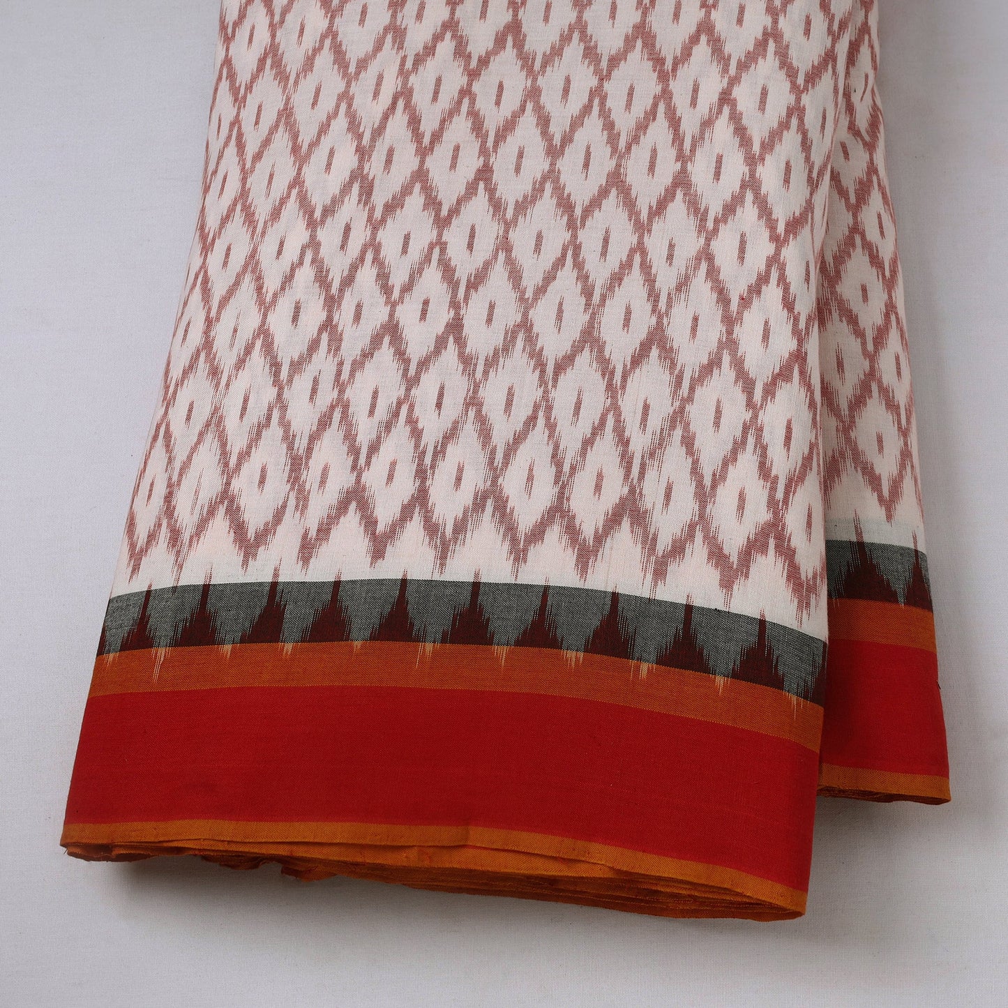 Buy Beige Handloom Cotton Pochampally Double Ikat Fabric