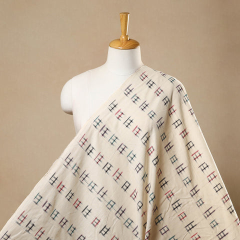  Beige Handloom Cotton Pochampally Double Ikat Fabric