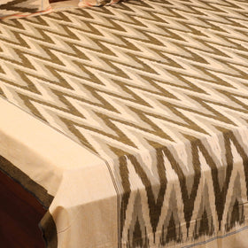 Beige - handloom cotton pochampally ikat double bedsheet