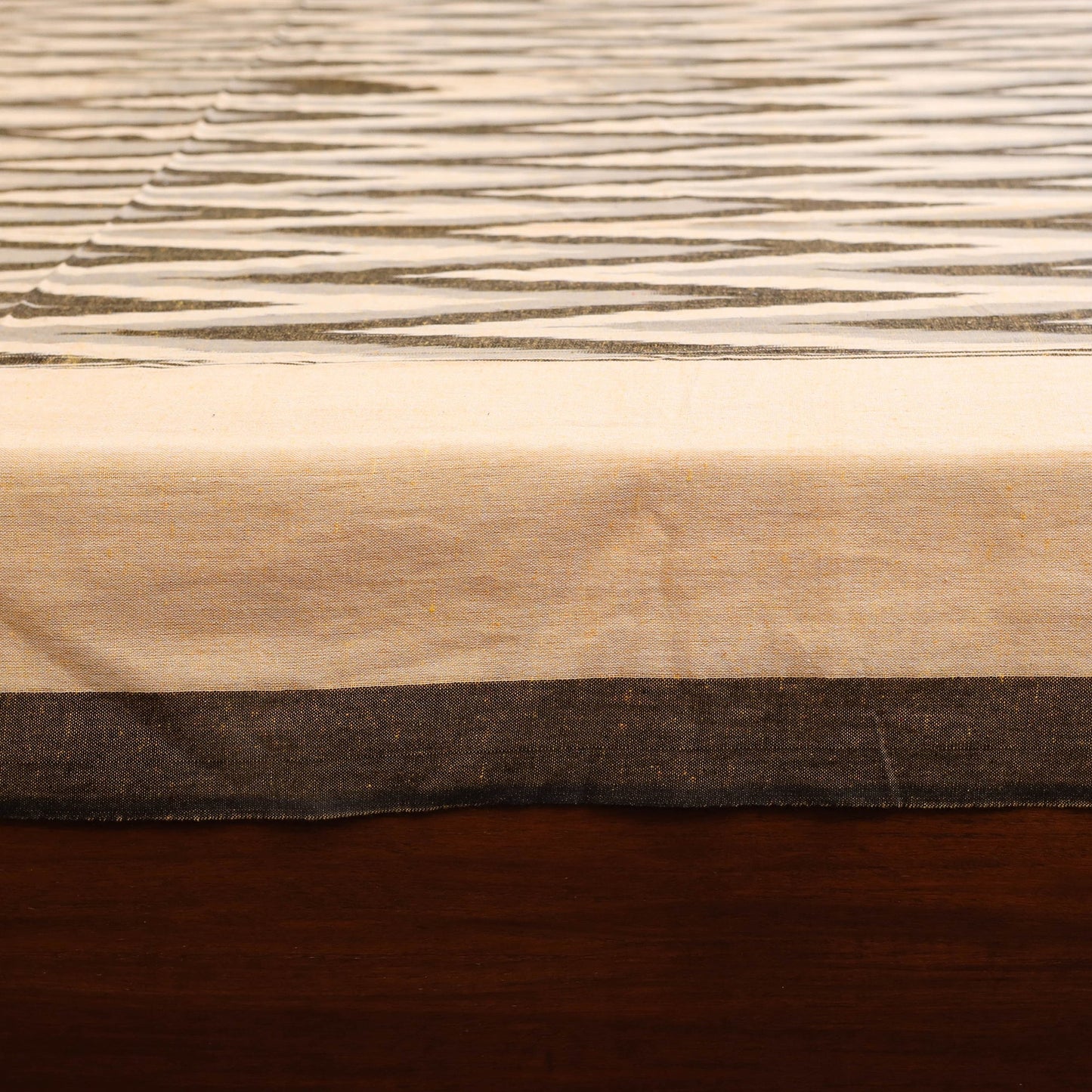 Beige - handloom cotton pochampally ikat double bedsheet