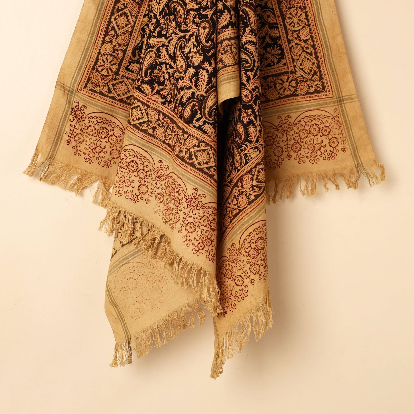  Handloom Cotton Block Printed Pedana Kalamkari Towel 