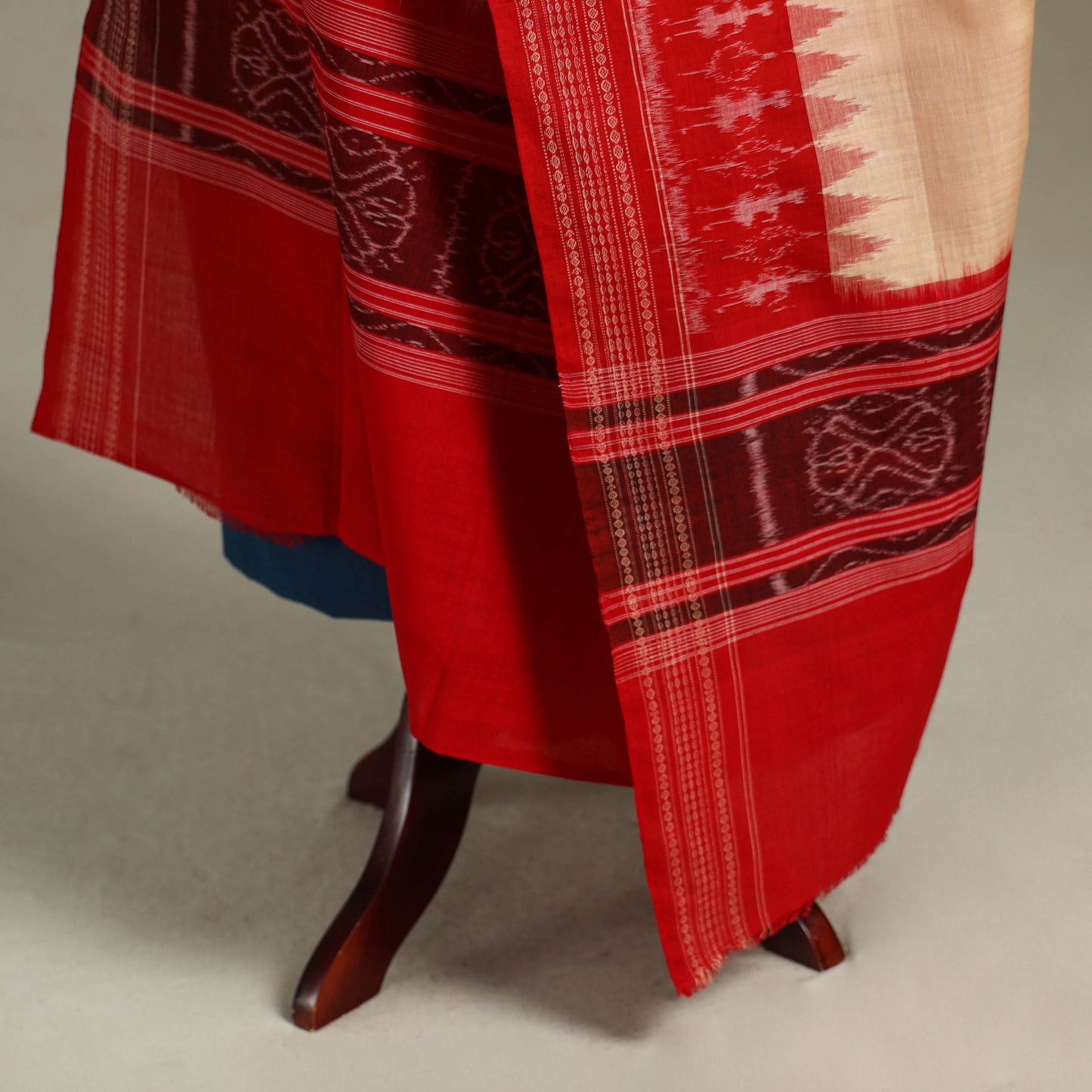 Beige Handloom Cotton Sambalpuri Ikat Dupatta