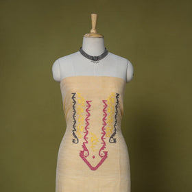 Beige - handloom cotton unstitched phulia jamdani kurta