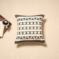 Beige - handloom cotton urmul kashida stitch cushion cover