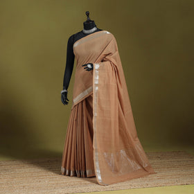 Beige - handloom cotton zari border mangalagiri saree 13